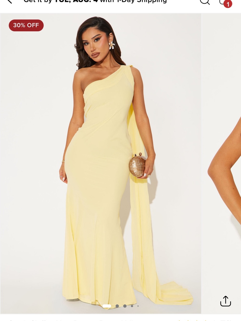 Sara One-Shoulder Chiffon Maxi Dress in Butter Yellow
